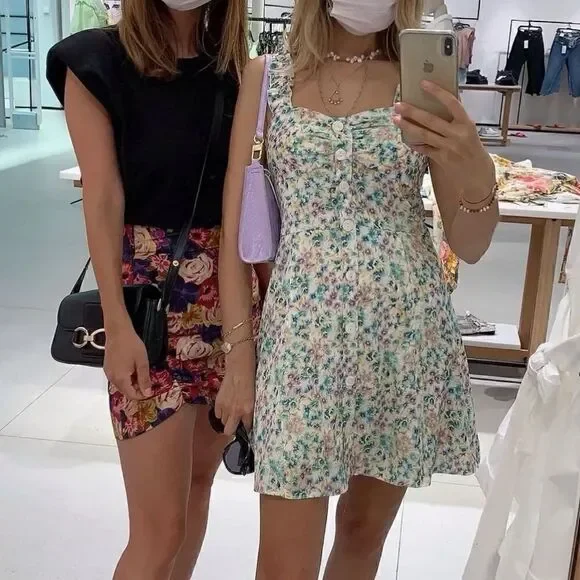 ZARA FLORAL SATIN EFFECT PRINT DRESS - Picture 11 of 14